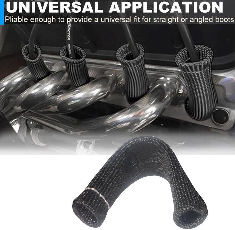 MAUTEMOWING 2500° Spark Plug Wire Heat Shield 8 PCS Spark Plug Heat Sleeve 6 Inches Spark Plug Wire Boots Protection Insulator Cover Wrap for LS1 / LS2 Sbc BBC 350 454 Car Truck, Black - Image 5
